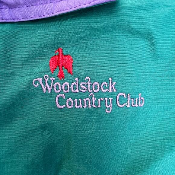 Vintage Woodstock Country Club Golf Windbreaker Anorak Pullover Jacket 90s Teal - Picture 2 of 12
